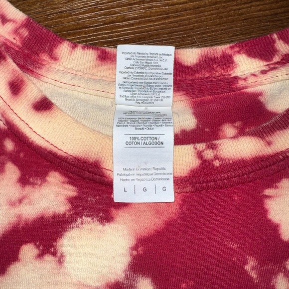 Gildan Alabama Red and Cream Tie-Dye Graphic Short Sleeve Top Size L - Picture 8 of 8